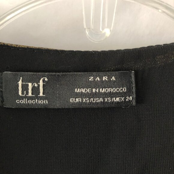 Zara TRF Collection Gold Metallic Wrap Dress Womens Size XS Short Sleeve - Picture 7 of 12